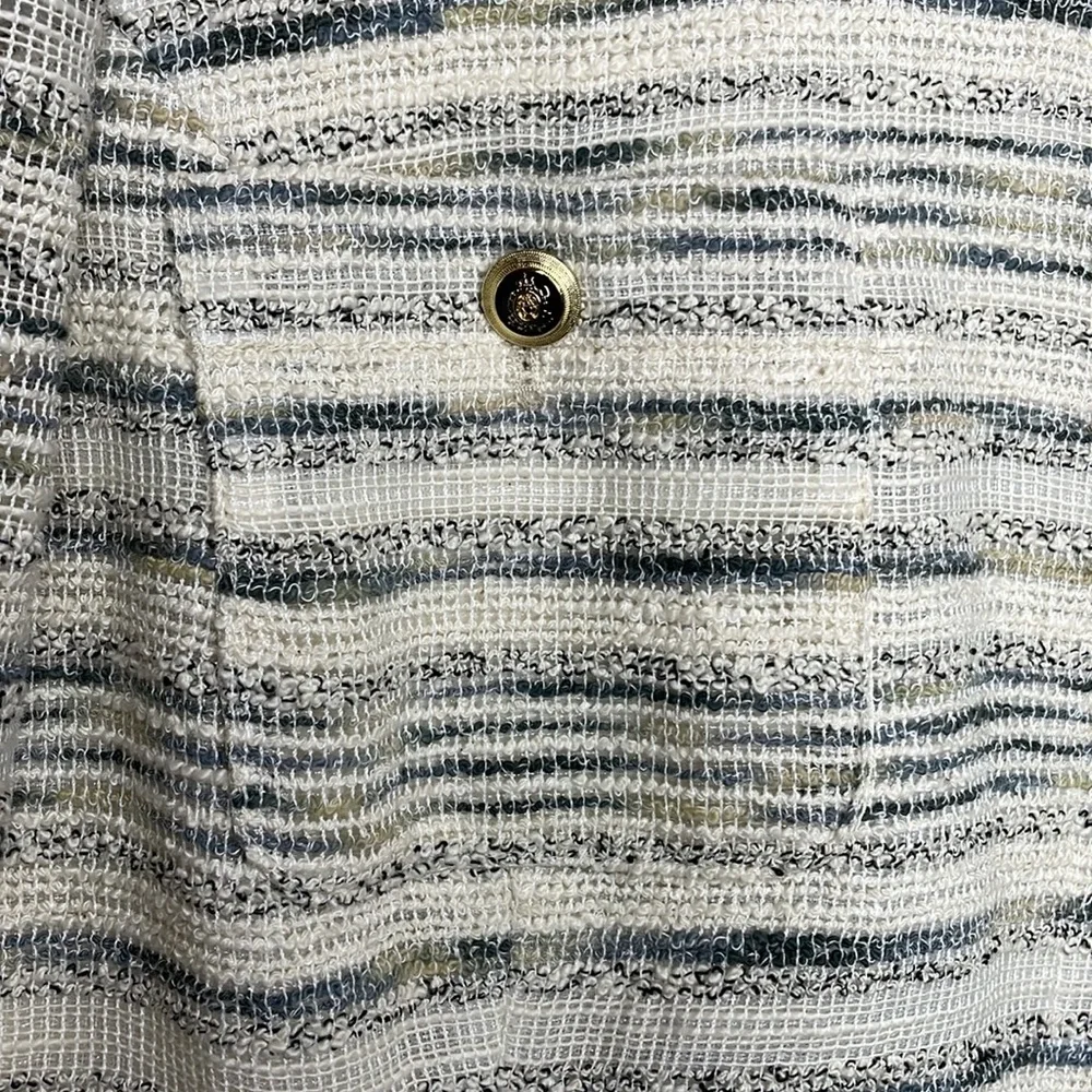 MONROE & MAIN Blazer Gray & Cream Tweed Crested Buttons Single Breasted 16